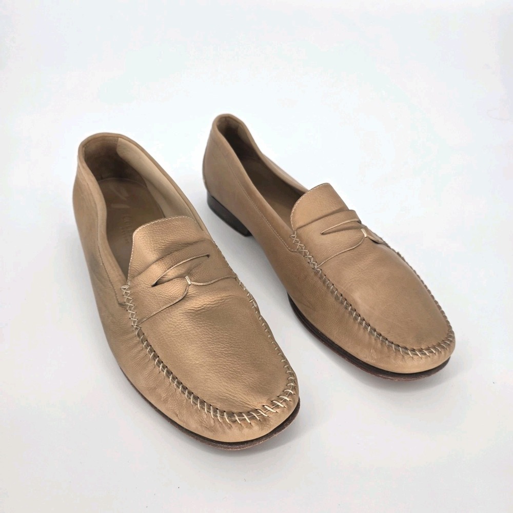Cole Haan Resort Shoes Men 12 D Brown Beige Leather Penny Loafer Business Party